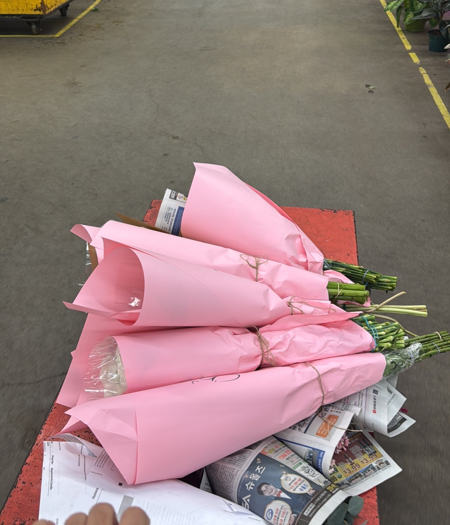 fresh bouquet prepared at Los Angeles flower market